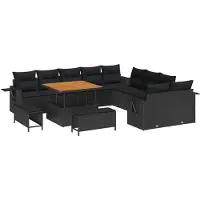Syfax Ensemble de canapé de jardin 13 pcs Noir polyrotin