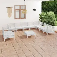 Prolenta Maison Exclusive - Salon de jardin 11 pcs Bois de pin massif Blanc