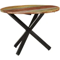 Prolenta Maison Exclusive - Table de salle à manger ronde 100 x 100 x 75 cm en bois massif de récupération