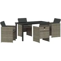 Syfax Ensemble de salle à manger pour jardin 5 pcs Gris polyrotin