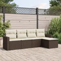 Prolenta Maison Exclusive - Salon de jardin avec coussins 5 pcs marron résine tressée