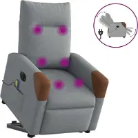 Syfax Fauteuil inclinable de massage électrique Gris clair Tissu