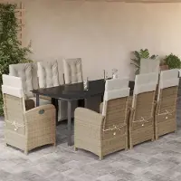 Prolenta Maison Exclusive - Ensemble à manger de jardin et coussins 9 pcs beige Poly rotin