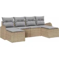 Syfax Ensemble de Canapés 6 pcs Beige et gris clair polyrotin