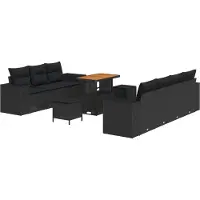 Syfax Ensemble de canapé de jardin 10 pcs Noir polyrotin