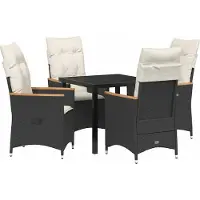 Syfax Ensemble de salle à manger pour jardin 5 pcs Noir polyrotin