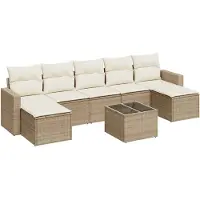vidaXL Ensemble de jardin canapé 8 pièces avec coussins Beige Poly Rattan