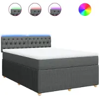 Syfax Sommier à lattes de lit avec matelas Gris foncé 140x200cm Tissu