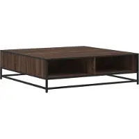 Syfax Table basse chêne marron 100x100x30 cm bois d'ingénierie/métal