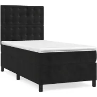 Syfax Sommier à lattes de lit avec matelas Noir 90x200 cm Velours