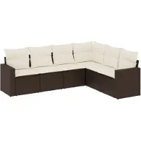 Sonstiges Salon de jardin avec coussins 6 pcs marron résine tressée
