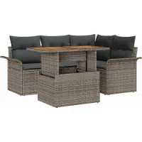 Syfax Ensemble de canapé de jardin 5 pcs Gris Poly rotin