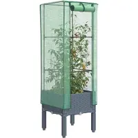 Prolenta Maison Exclusive - Potager surélevé avec serre intégrée, aspect rotin, 40 x 40 x 140 cm