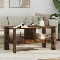 Prolenta Table basse exclusive en bois fumé, dimensions 90 x 50 x 45 cm, matériau : bois composite
