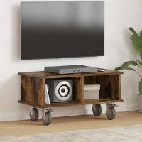 Prolenta Meuble TV exclusif - Dimensions : 68,5 x 35 x 35 cm - Matériau : bois composite imitation chêne fumé