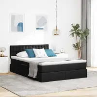 Prolenta Maison Exclusive - Lit coffre à LED avec matelas noir 140 x 190 cm en tissu