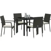 Syfax Ensemble de salle à manger pour jardin 5 pcs Noir polyrotin