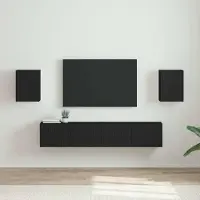 Prolenta Meuble TV mural exclusif - 2 pièces, en bois noir