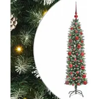 Syfax Arbre de Noël artificiel slim avec 150 LED Vert et blanc 120 cm