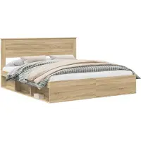 Syfax Cadre de lit Sonoma 200 x 200 cm Bois de pin massif