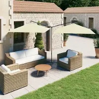 Prolenta Maison Exclusive - Parasol double avec mât en acier 600 x 300 cm, blanc sable