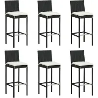 Syfax Tabourets de bar avec coussins lot de 6 noir résine tressée