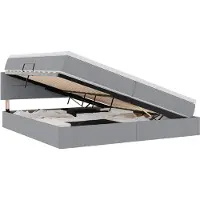Syfax Lit de rangement LED avec matelas Gris clair 200 x 200 cm Tissu