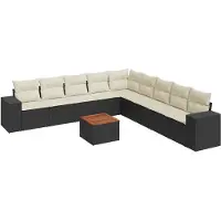 Syfax Salon de jardin 10 pcs avec coussins noir résine tressée
