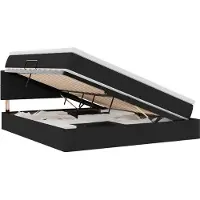 Syfax Lit de rangement LED avec matelas Noir 160 x 200 cm Tissu