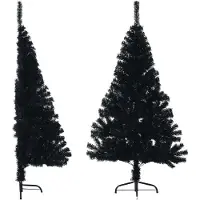 Syfax Demi sapin de Noël artificiel avec support Noir 120 cm PVC