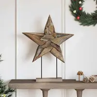 Syfax Étoile de Noël Marron 59,5 x 18 x 74 cm Bois de teck massif
