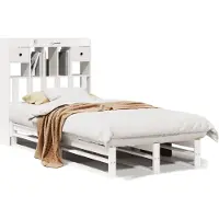 vidaXL Lit en bois massif avec étagère sans matelas blanc 75x190 cm pin