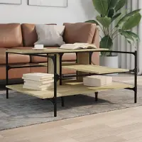 Prolenta Table basse exclusive en bois stratifié, modèle Sonoma, dimensions 100x100x48,5 cm