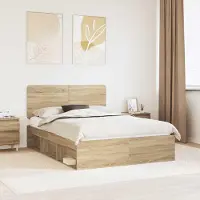 Prolenta Lit exclusif - Structure de lit en chêne Sonoma, dimensions 140 x 200 cm, en bois massif de pin