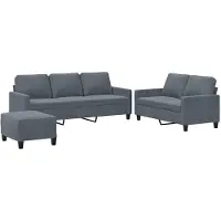 Syfax Ensemble de canapés 3 pcs avec coussins Gris foncé Velours