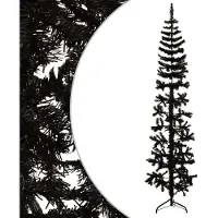 Syfax Demi sapin de Noël artificiel mince avec support Noir 240 cm