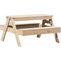 Syfax Table de pique-nique pour enfants 88x97x52cm bois massif de pin