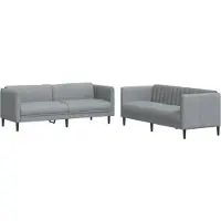 Syfax Ensemble de canapés 2 pcs gris clair tissu