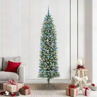 Prolenta Maison Exclusive - Sapin de Noël artificiel élancé vert et blanc, 210 cm