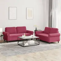 Prolenta Maison Exclusive - Ensemble de canapés 2 pièces avec coussins en velours bordeaux