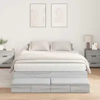 Syfax Cadre de lit avec rangement avec tiroir Gris Sonoma 140 cm
