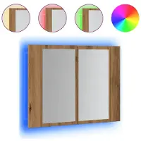 Syfax Armoire à miroir LED chêne artisanal 60x12x45cm bois ingénierie