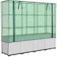 Syfax Jardinière surélevée avec housse aspect rotin 160x40x153 cm