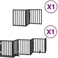 Syfax Barrière pour chien porte pliable 9 panneaux noir bois peuplier
