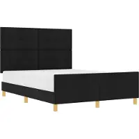 Syfax Cadre de lit avec tête de lit Noir 140 x 190 cm tissu