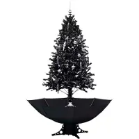 Syfax Arbre de Noël neigeux avec base de parapluie Noir 190 cm PVC