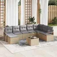 Prolenta Maison Exclusive - Ensemble de canapé 9 pièces, couleur beige [Matériau synthétique] : rotin synthétique