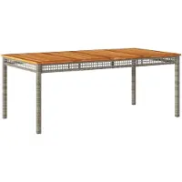 Syfax Table de jardin gris 180x90x75 cm résine tressée et bois acacia