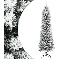 Syfax Sapin de Noël artificiel mince avec neige floquée 120 cm PVC/PE