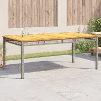 Prolenta Table de jardin exclusive, gris, 180x90x75 cm, en résine tressée et bois d'acacia